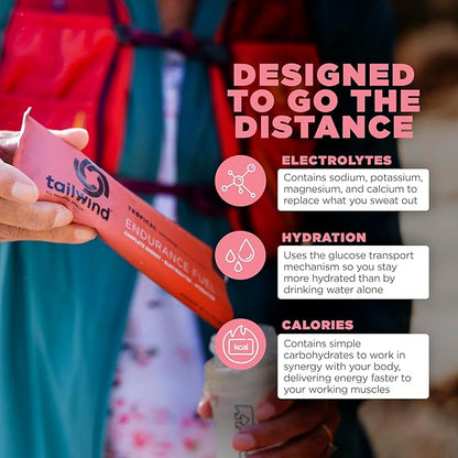 Tailwind Nutrition Endurance Fuel, Carbohydrate & Electrolyte Sports Drink Mix Powder, Gluten-Free, Vegan, Tropical Buzz, 50 Servings (Caffeinated)