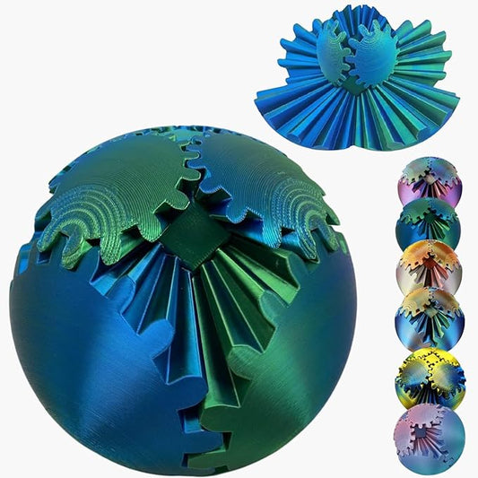 Gear Ball, 4.2in 3D Printed Gear Ball Spin Ball Cube Fidget Toys, Gear Sphere, Gear Ball Fidget