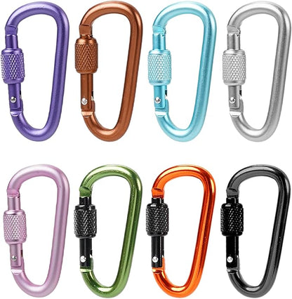 Multi-Pack Aluminum Carabiner Clips, 2" Ultra-Light Spring & Locking for Key,Hiking, Outdoor Activities