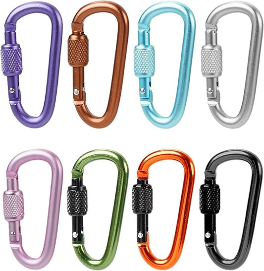 Multi-Pack Aluminum Carabiner Clips, 2" Ultra-Light Spring & Locking for Key,Hiking, Outdoor
