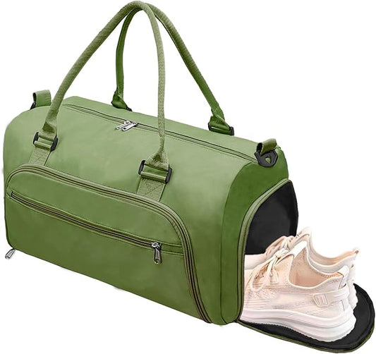 woogwin Small Gym Bag for Men & Women with Shoes & Wet Compartment Waterproof Duffle Bag for Travel