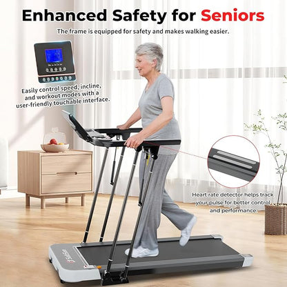 SHAREWIN Portable Folding Treadmill Foldable Electric Exercise Treadmills for Home with Pulse Sensors,260 lb Capacity,7.5MPH,Low Noise with LCD and Bluetooth Speakers