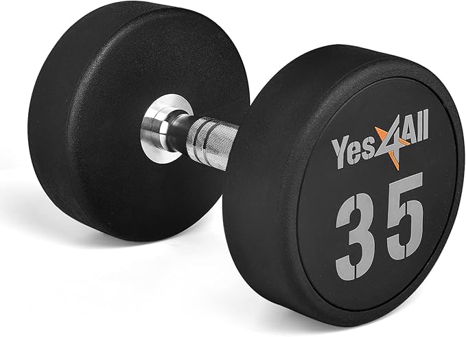 Yes4All Urethane Dumbbell with Anti-Slip Knurled Handle 5-50 LB for Muscle Building - Sold Individually