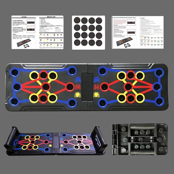 Push Up Board, Portable 25-In-1 Push up Board for Men, | Pilates Bar & Fitness Accessories with Resistance Bands & Ab Roller Wheel, Professional Strength Training Equipment For Man and Women