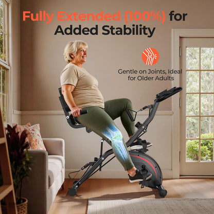 Pleny Folding Exercise Bike, 5 IN 1 Stationary Bikes for Home 6.6 LBS Flywheel, 330LB Weight