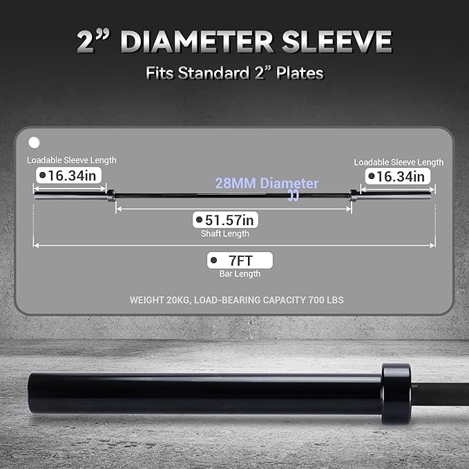 Barbell Bar for Weightlifting - 7FT Heavy Duty (1500LB/700LB), 4FT Short (500LB), 47" EZ Curl Bar - Fits 2" Standard Plates - Home Gym Strength Training