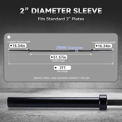 Barbell Bar for Weightlifting - 7FT Heavy Duty (1500LB/700LB), 4FT Short (500LB), 47" EZ Curl Bar - Fits 2" Standard Plates - Home Gym Strength Training