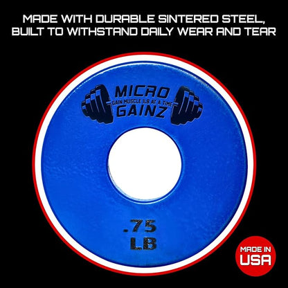 Micro Gainz Standard 1-Inch Center Hole Fractional 2 Pcs Color Weight Plates, Choose (.25LB-1LB) Designed for Standard 1-Inch Dumbbell & Barbell for Strength Training, Made in USA