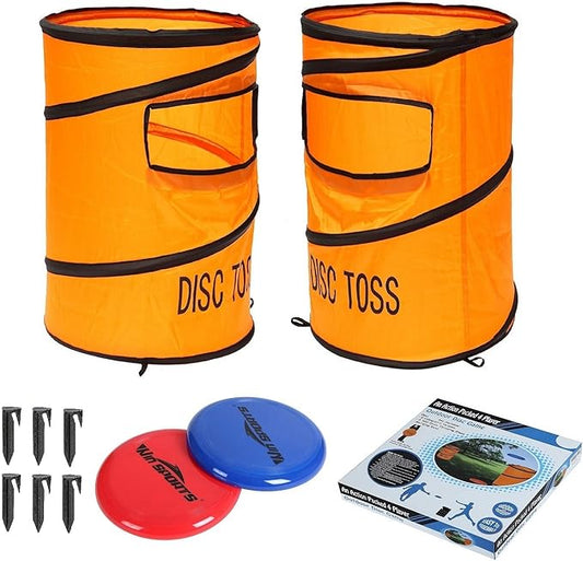 Folding Disc Toss Game Set - Flying Disc Toss Dunk Game Set - Includes 2 Disc Targets with Bean Bag