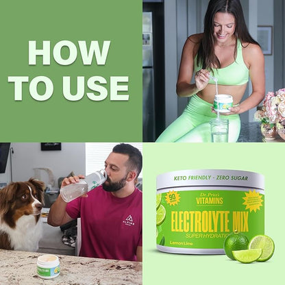 Dr. Price’s Electrolyte Mix | Sugar-Free Hydration Powder with 72+ Trace Minerals | No Sugar, Fast-Dissolving Electrolytes Powder Packets | Lemon-Lime, 90 Servings