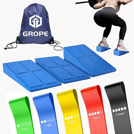 Slant Board Squat Wedge for Calf Stretchingï¼? Pcs 12" x 6.3" Foot Stretcher Balance Board for Plantar Fasciitis, Adjustable Foam Slant Board Wedge Great for Exercises