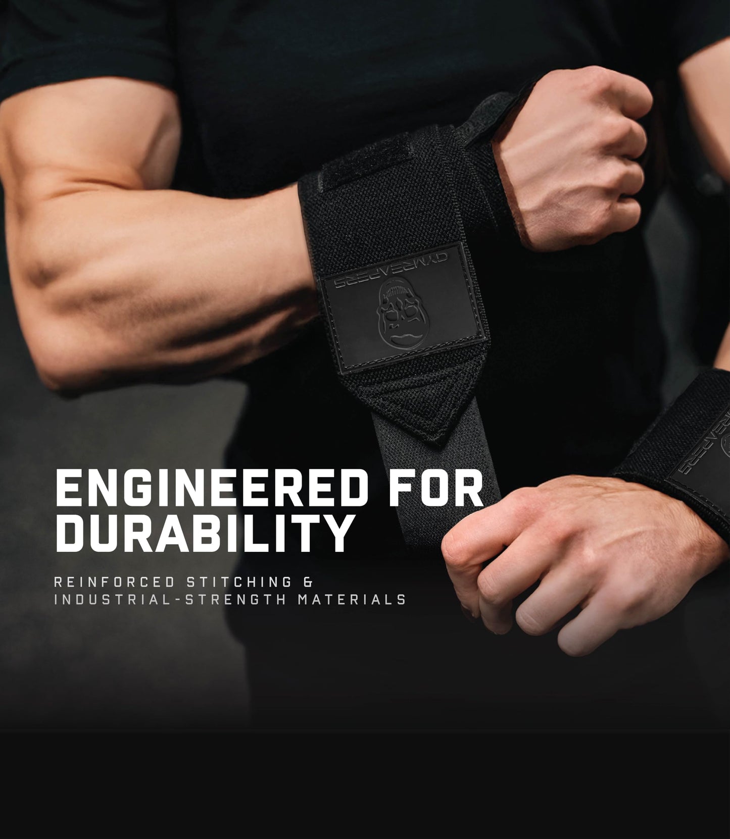 Gymreapers Weightlifting Wrist Wraps, Black/Rubber, 18"
