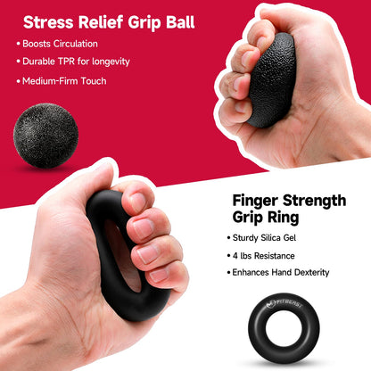FitBeast Hand Grip Strengthener Workout Kit (5 Pack), 2 Forearm Grip Adjustable Resistance Hand
