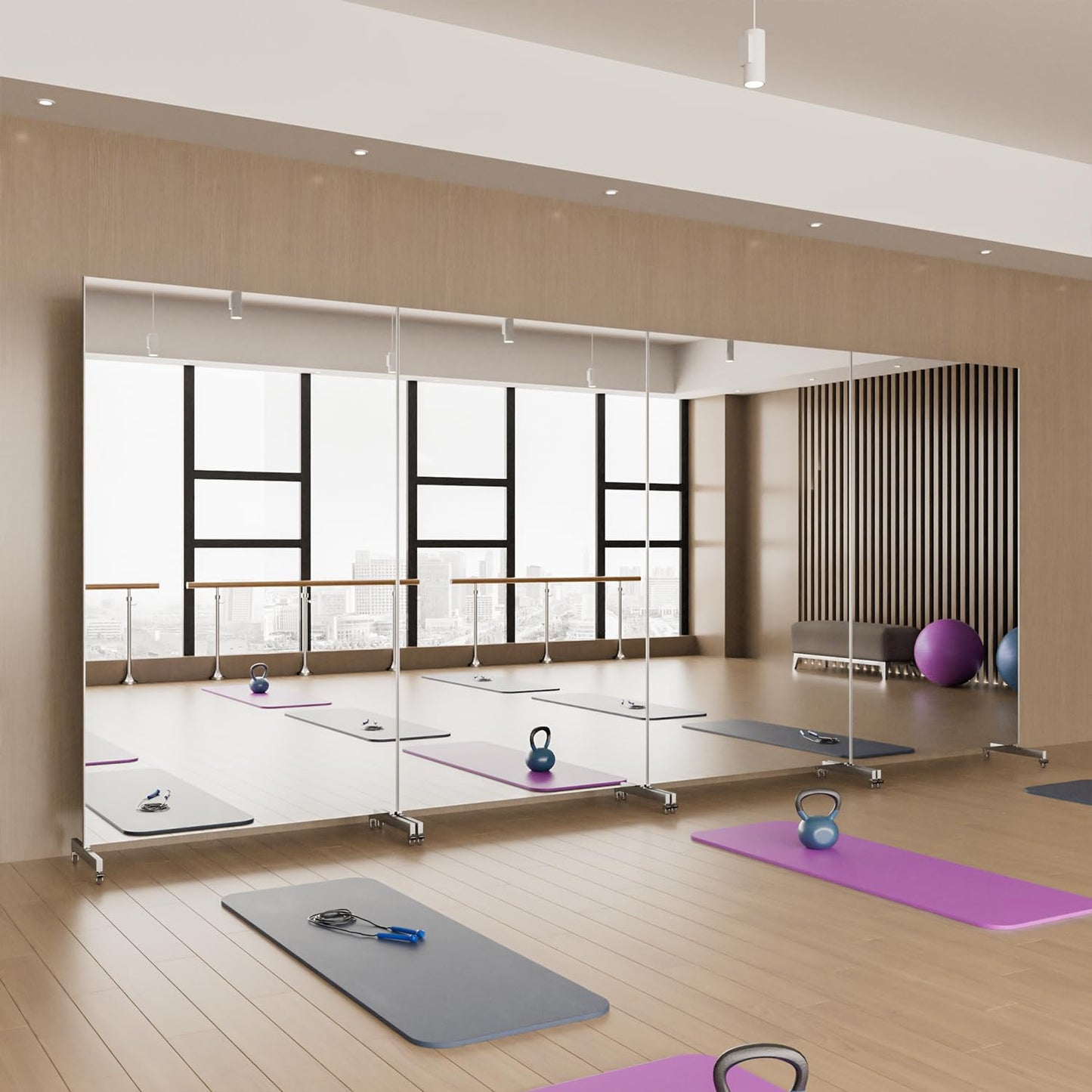 brisafe Rolling Full‑Length Gym Mirror with Wheels, 67" x 40"Oversized Shatterproof Nano Material