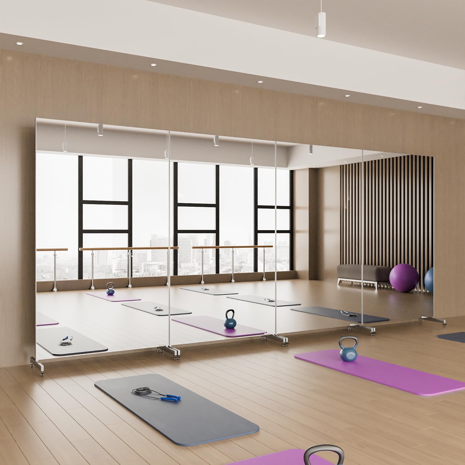 brisafe Rolling Full‑Length Gym Mirror with Wheels, 67" x 40"Oversized Shatterproof Nano Material
