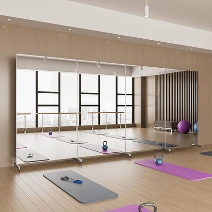 brisafe Rolling Full‑Length Gym Mirror with Wheels, 67" x 40"Oversized Shatterproof Nano Material