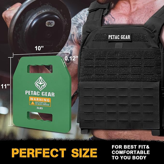 PETAC GEAR Tactical Weights Plates For Weighted Vest For Men Workout,5/10/15/20 LBS Weight Strength Training Vests Equipment Workout Gear