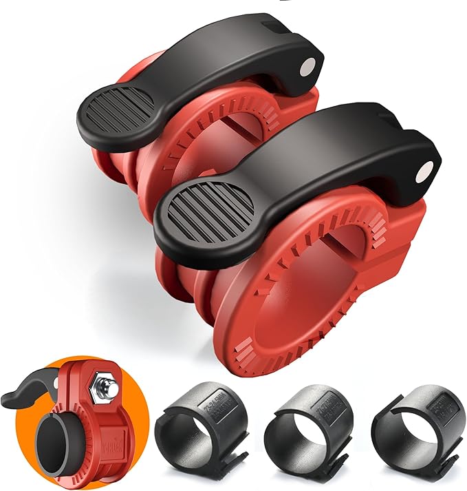 Narrow Barbell Clips 2.5cm Width for Olympic Bars, 0.9-1.18inch Adjustable Weight Clamps, Quick Release Locking Collars for Weightlifting