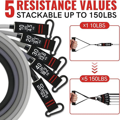 Aihoye Resistance Bands for Working Out, Exercise Bands with Handles, Stretch Bands for Exercise, Workout Bands with Door Anchors for Physical Therapy & Strength Training