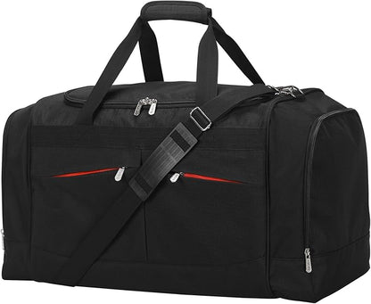 24 inch Large Gym Bag for Men - 65L Hard Bottom Duffle Bag with Shoes Compartment for Sport/Travel - Black