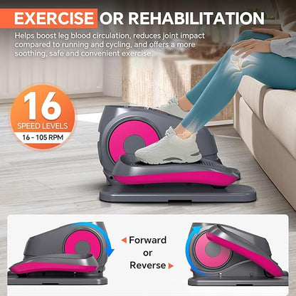2025 New Under Desk Elliptical Machine, Electric Ellipse Leg Exerciser Pro As Seen On TV with 16 Adjustable Speed, Quiet and Fully Assembled with Remote Control & Non-Slip Foot Straps