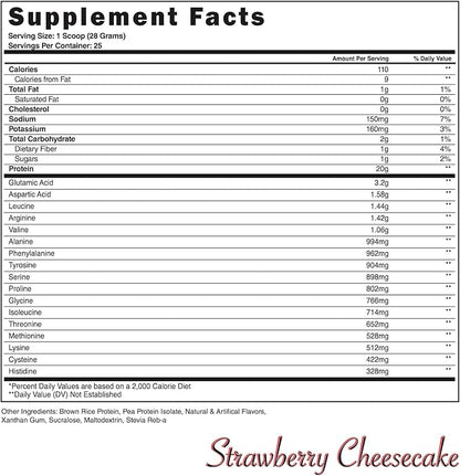 Steel Supplements Veg-PRO | Vegan Protein Powder, Strawberry Cheesecake | 25 Servings (1.65lbs) | Organic Protein Powder with BCAA Amino Acid | Gluten Free | Non Dairy | Low Carb Formula