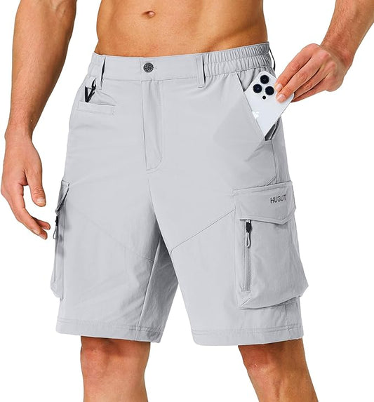 Men's Hiking Cargo Shorts Quick Dry Lightweight Travel Shorts with Multi Pockets for Fishing