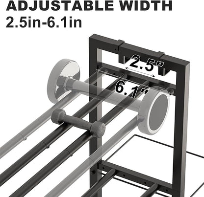 3-Tier Adjustable Dumbbell Rack Heavy Duty Metal Storage Rack, Dumbbell Weight Rack and Kettlebells Rack, Yoga Mat Organizer, Multi-Purpose Gym Equipment Storage Stand for Home Gym Accessories
