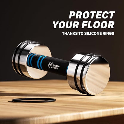 Northdeer Steel Dumbbells Ultracompact & Adjustable Chrome Dumbbell with Foam Handles 5lb 10lb 15lb 20lb 30lb 50lb Home Gym Workout (Choice of Size)