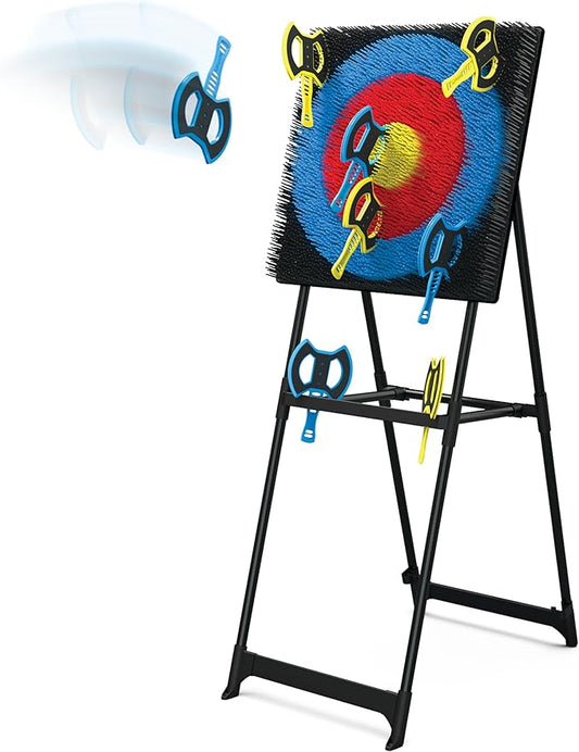 EastPoint Sports Axe Throwing Target Game - 5ft Tall Sturdy Steel Frame - Includes 8 Throwing Axes