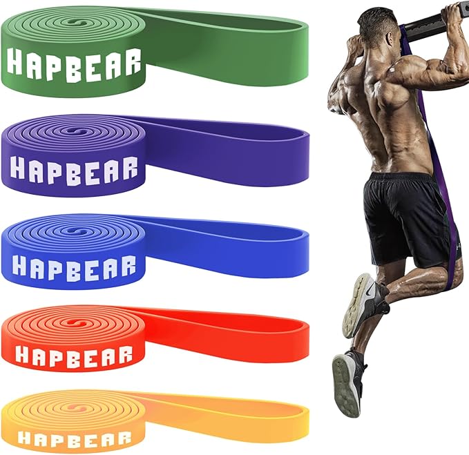 HAPBEAR Pull Up Assistance Bands Set of 5 - Resistance Bands for Working Out, Stretching, Physical Therapy, Muscle Training