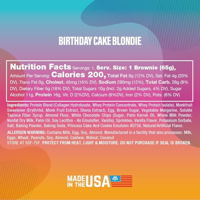 Prime Bites Protein Brownie from Alpha Prime Supplements | High Protein, Collagen Fortified Low Sugar Treat | Delicious Snack | 12 Bars per Box (Variety Pack)