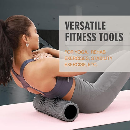 Foam Roller, Deep Tissue Massage Muscle Roller Back Roller Foam with Wave Texture - Back Pain Relief & Physical Therapy, Fitness Foam Roller for Pilates, Yoga (Grey)