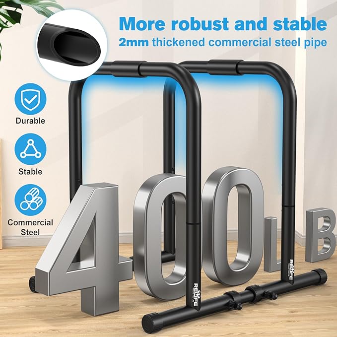 RELIFE REBUILD YOUR LIFE Dip Station Functional Heavy Duty Dip Stands Fitness Workout Dip bar Station Stabilizer Parallette Push Up Stand