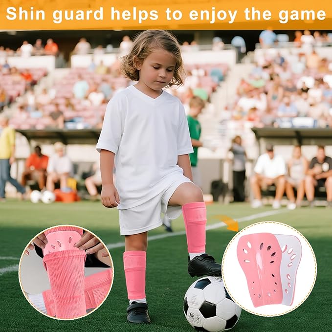 2 Pairs Shin Guards Soccer for Kids,Shin Pads Extra Lightweight Breathable Slide in Shin Guard for Football Training Match Outdoor Activities Protective Slip-in Shin Guards for Boys Girls