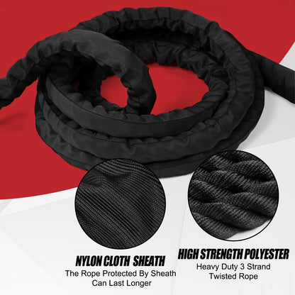 Just.smile Fitness Battle Rope, 30ft Length, 1.5"" Diameter, Battle Rope with Cloth Sleeve-Heavy