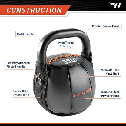 BIONIC BODY by Marcy Soft Kettlebell with Handle for Weightlifting, Conditioning, Strength and core Training