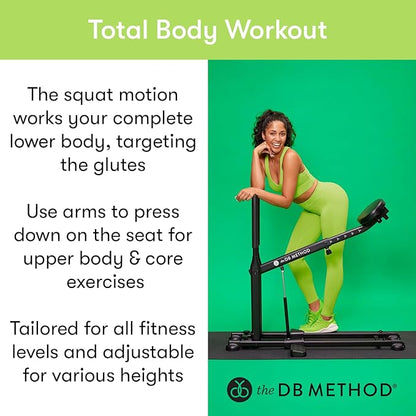 The DB Method Squat Machine, Workout Equipment for Home Gym, Exercise Leg and Glutes, Low Impact Lower Body Fitness Workouts, Training for Total-Body, Easy Setup, Foldable for Storage