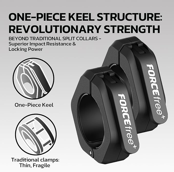 Barbell Clips (Pair), Barbell Clamps, Quick Release Olympic Barbell Clamps with Anti Slip TPR Grip, Barbell Collars for Secure Weightlifting & Powerlifting (Black) (NO MAG, Black)