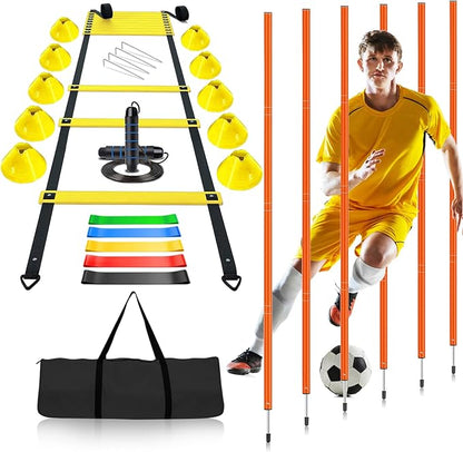 Soccer Agility Training Poles Equipment |Adjustable Soccer Equipment for Training Includes 6 Flexible Agility Poles