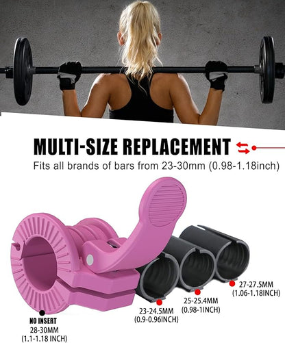 Barbell Clips 1 Inch Quick Release Weight Clamps 0.9-1.18inch Multi-Size Adjustable Olympic Clamps for Bars