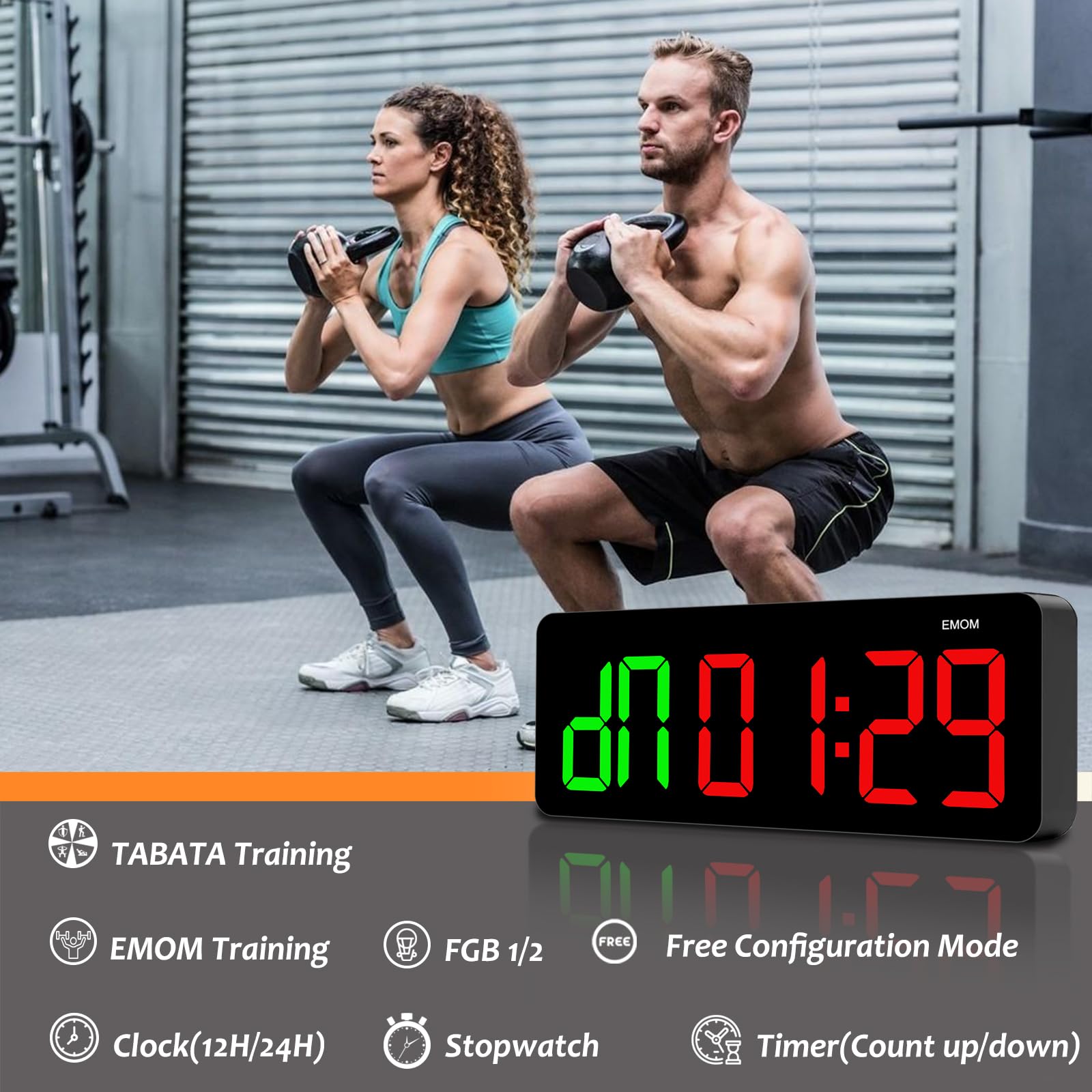 QINYUNE Gym Clock Timer for Tabata/FGB/EMOM Interval Workout