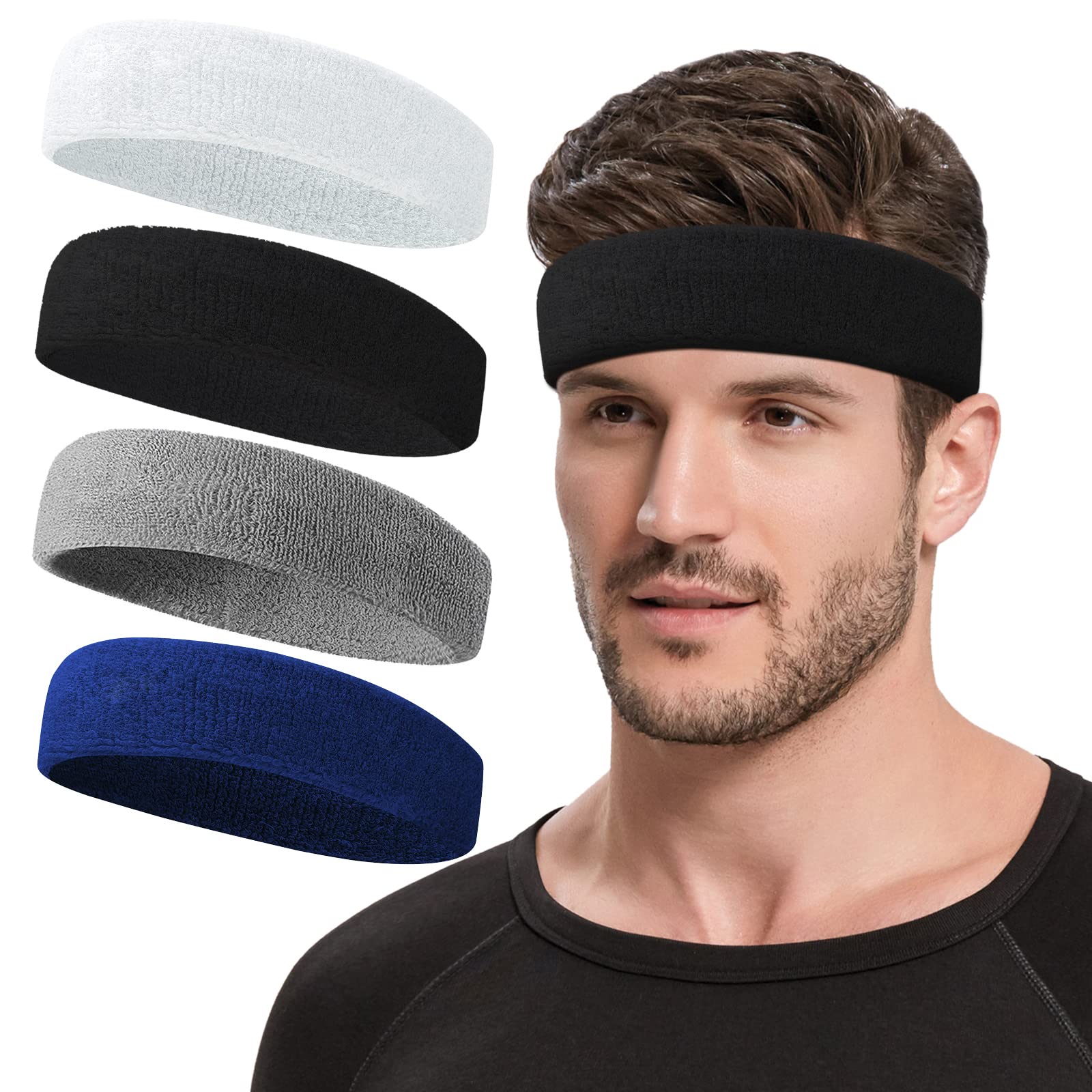 NONSTOP Mens Headband Sweatbands for Men Women, Sweat Wicking Head Bands Mens Sports Towel