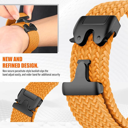 Braided Stretchy Band for Fitbit Versa 4/Versa 3/Sense 2/Sense Watch Band Women Men,Parachute-style Buckle Nylon Sport Wristband Soft Fabric Elastic Loop Strap Accessories for Versa 4/3