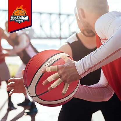 Training Soft Touch Rubber and Faux Leather Fighting Basketball, High Bounce Indoor Outdoor Basketball Gift