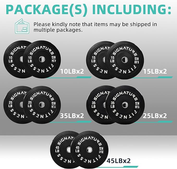 Olympic Bumper Plates Set, 2" Weight Plates for Strength Training & Weightlifting, Paris or Set or Set with Barbell, Multiple Options