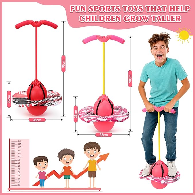 Layhit 2 Pcs Pogo Jumper with Handle for Kids Pump Pogo Ball Stick Jumper Balance Bounce Ball with Pump and Strong Grip for Adults Teen Indoor Outdoor