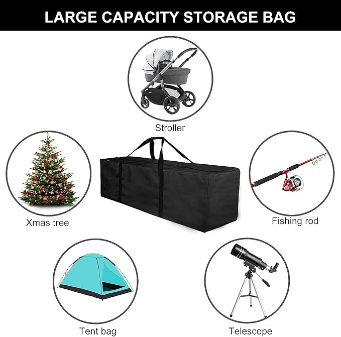 INFANZIA 47inch Sports Duffel Travel Bag, 196L Extra Large Duffel Luggage Bag with Upgrade Zipper, Water Resistant & Foldable Equipment Storage Bag for Camping Tent Tripod Fishing, 2PCS