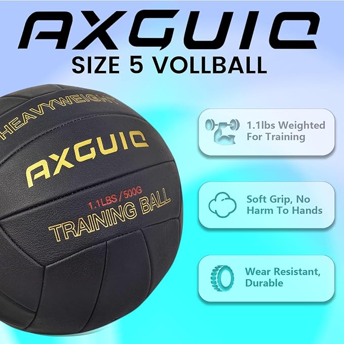 1.1LBS Heavy Weight Volleyball Official Size 5 Setter Training Volleyballs Training Practice,Leather Soft Grip Durability Weighted Volleyball Setting Trainer