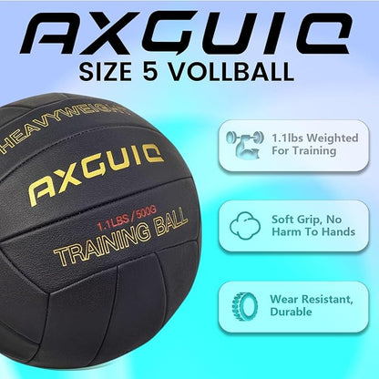 1.1LBS Heavy Weight Volleyball Official Size 5 Setter Training Volleyballs Training Practice,Leather Soft Grip Durability Weighted Volleyball Setting Trainer